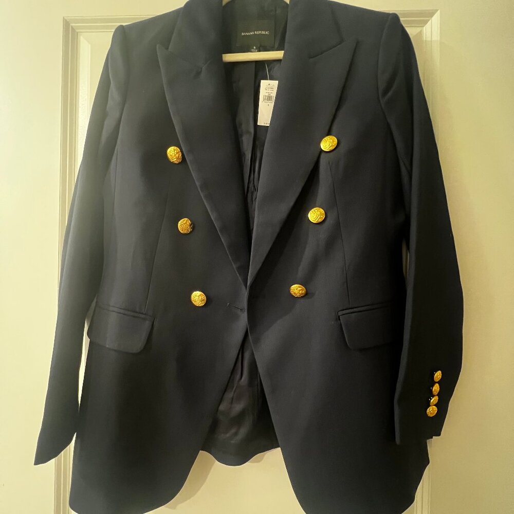 NWT Banana Republic Wool Blend Double Breasted Blazer w/ Metal Buttons, size 6